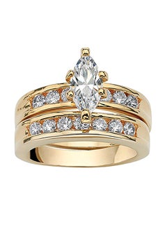 Buy 2-Piece Marquise-Cut  Cubic Zirconia  Gold-Plated  Channel Bridal Set in UAE