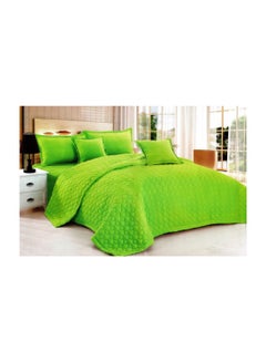 Buy 4-Piece Geometric Design Comforter Set Cotton Green Single in Saudi Arabia