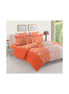 Buy Sparkle Collection Flat Sheet with Pillow Case Cotton Orange/White/Yellow in UAE