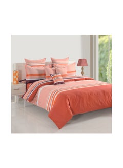 اشتري طقم شرشف سرير مخطط مع أغطية وسائد من مجموعة سباركل قطن برتقالي / أبيض Queen في الامارات