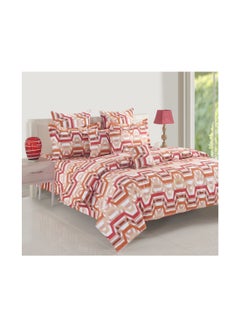Buy Sparkle Collection Flat Sheet with Pillow Case Cotton Brown/White/Red in UAE
