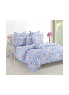 Buy Sparkle Collection Flat Sheet with Pillow Case Cotton Blue/Pink in UAE