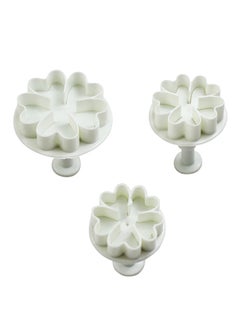 Buy 3 Piece Heart Flower Cake Cutter White 12centimeter in UAE