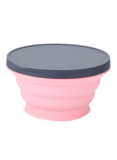 Buy Collapsible Silicone Bowl  Lunch Box With Lid Pink 270ml in UAE