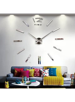 Buy 3D Acrylic Mirror Wall Clock Sticker Silver 120 x 120cm in Saudi Arabia