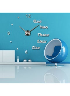 Buy 3D Large Letter Wall Clock Sticker Silver 120 x 120cm in Saudi Arabia