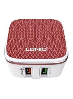 Buy Dual USB Charger With Charging Cable Red/White in Saudi Arabia