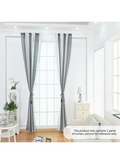 Buy Crease Free Polyester Semi Blackout Stripe Pattern Window Curtain With Rod Pocket Silver 0.175kg in UAE