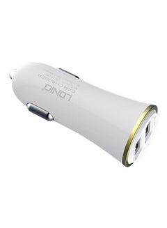 Buy Dual Port Car Mobile Charger With Micro USB Cable White in Saudi Arabia