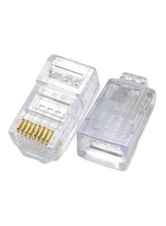 اشتري 100-Piece Modular RJ45 Connector Set Clear/Gold في مصر