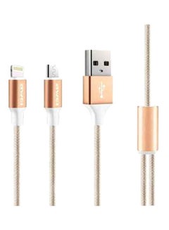 Buy 2-In-1 Lightning And Micro USB Data Sync Charging Cable Gold/White in Saudi Arabia