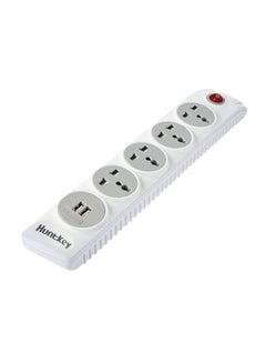 Buy 4 Socket And Twin USB Power Strip White 3meter in UAE