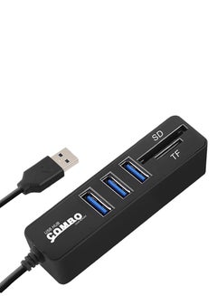 Buy 6-Port 2.0 USB Hub With Power Splitter Adapter Black in Saudi Arabia