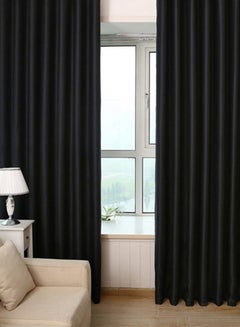 Buy European Solid Thick Shade Cloth Curtain Black 100 x 250centimeter in UAE