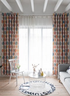 اشتري Simple Style Cotton And Linen Circle Printed Curtain متعدد الألوان 100 x 280 سنتيمتر في الامارات