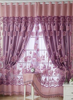 اشتري Rich Jacquard Printed Floral Curtain أرجواني 100 x 250 سنتيمتر في الامارات