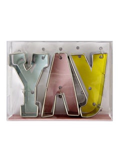اشتري طقم قطاعات كوكيز على شكل كلمة "YAY" من 3 قطع Silver 1بوصة في الامارات