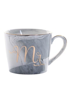 Buy Mr Printed Marble Design Ceramic Mug Grey in UAE