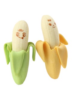 Buy 2-Piece Banana Shaped Pencil Eraser Set Multicolour in Saudi Arabia