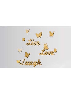 اشتري ملصق مرآة بنمط "Live Love Laugh" ثلاثي الأبعاد ذهبي 60x90 سنتيمتر في السعودية