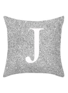 Buy Letter Printed Throw Pillow Case Metallic Silver 18x8x18centimeter in Saudi Arabia