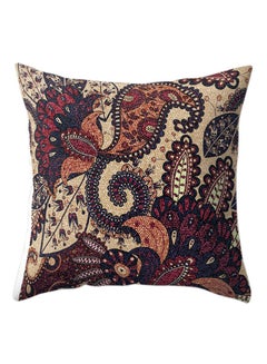 Buy Retro Art And Flower Printed Square Pillow Case Multicolour 18x8x18cm in UAE