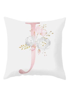 Buy Floral English Alphabet Printed Pillow Case Pink/White in Saudi Arabia