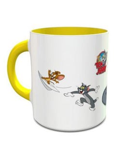 Buy Tom And Jerry Design 1001 Coffee Mug White/Yellow/Grey in UAE