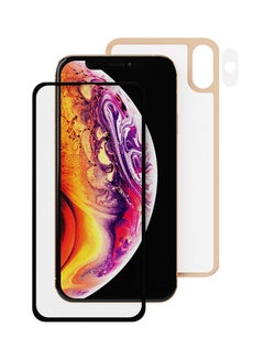 اشتري Special Edition Front Screen And Back Tempered Glass Protector With Lens Protection For iPhone Xs Max شفاف / بيج في الامارات