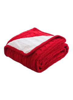 Buy Throw Blanket Polyester Red Single in UAE
