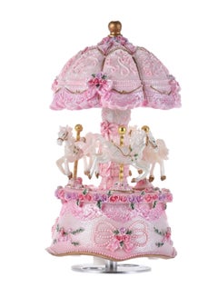 Buy Rotating Carousel Music Box Pink/White 16x10x10centimeter in UAE