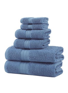 Buy 6-Piece Cotton Towel Set Blue in UAE