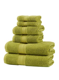 Buy 6-Piece Cotton Towel Set Green in UAE