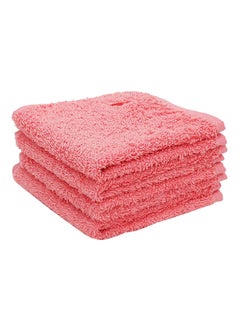 Buy 4-Piece Cotton Towel Set Pink 30x30cm in UAE