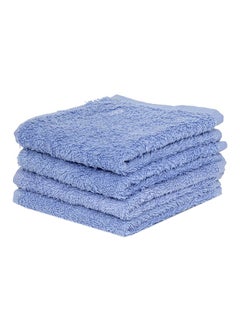 Buy 4-Piece Cotton Towel Set Blue 30x30centimeter in UAE