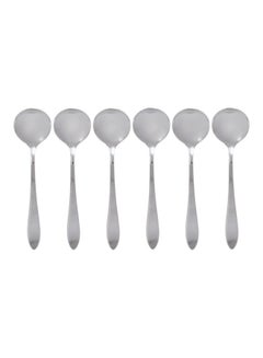 Buy 6-Piece Soup Spoon Set Silver in UAE