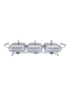 Buy 10-Piece Stainless Steel Food Warmer Set Silver/Clear in UAE