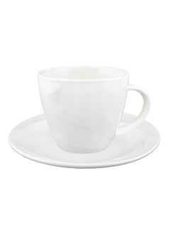 Buy 2-Piece Tiffany Cup And Saucer Set 80 ml White in UAE