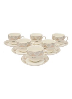 Buy 12-Piece Cup And Saucer Set 220ml Off White in UAE