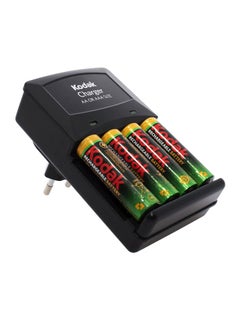 Buy 2000.0 mAh 4-Piece AA Ni-Mh Rechargeable Batteries With Charger Black in UAE