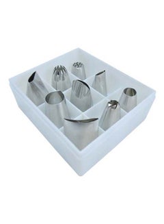 Buy 9-Piece Pastry Nozzle Set With Box Silver in UAE