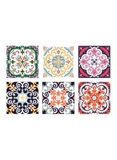 Buy 6-Piece Waterproof Decorative Wall Tile Sticker Set Multicolour 20x20centimeter in Saudi Arabia