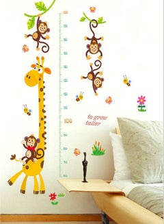 Buy Giraffe And Monkey Growth Chart Removable Wall Sticker Set Brown/Green/Orange 60x90centimeter in UAE