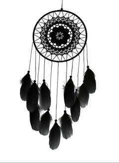 Buy Handmade Lace Dream Catcher Feather Bead Hanging Decoration black 50X55centimeter in UAE