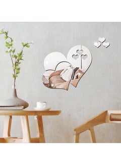 Buy 5-Piece Heart Shaped Decorative Wall Sticker Set Silver 19 x 17cm in Saudi Arabia