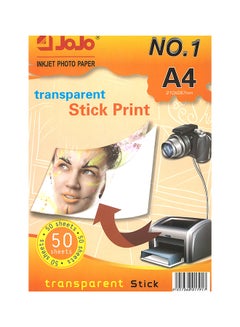 Buy Printable Sticker For Inkjet Printer 50 Sheets Clear in UAE