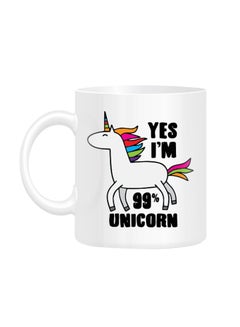 اشتري مج مطبوع عليه عبارة "Yes I'm 99% Unicorn" أبيض 10سنتيمتر في الامارات