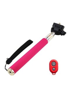 Buy Monopod Selfie Stick With Bluetooth Remote Shutter Pink in UAE