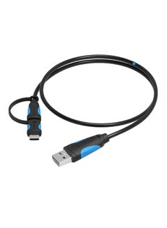 Buy USB 2.0 A Male To Micro B Male Cable With Type-C Adaptor Black in Saudi Arabia