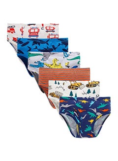 Buy Little Boys Briefs Dinosaur Truck Toddler Kids Underwear (Pack Of 6) 4T/5T Multicolour in UAE